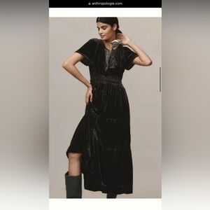 Anthropologie Somerset Maxi Dress Black Velvet Medium.